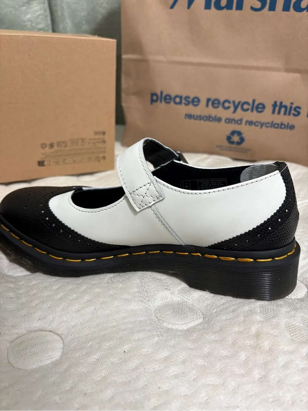 Dr. Martens Women's Black and White Mary Jane Flat - Picture 1 of 7